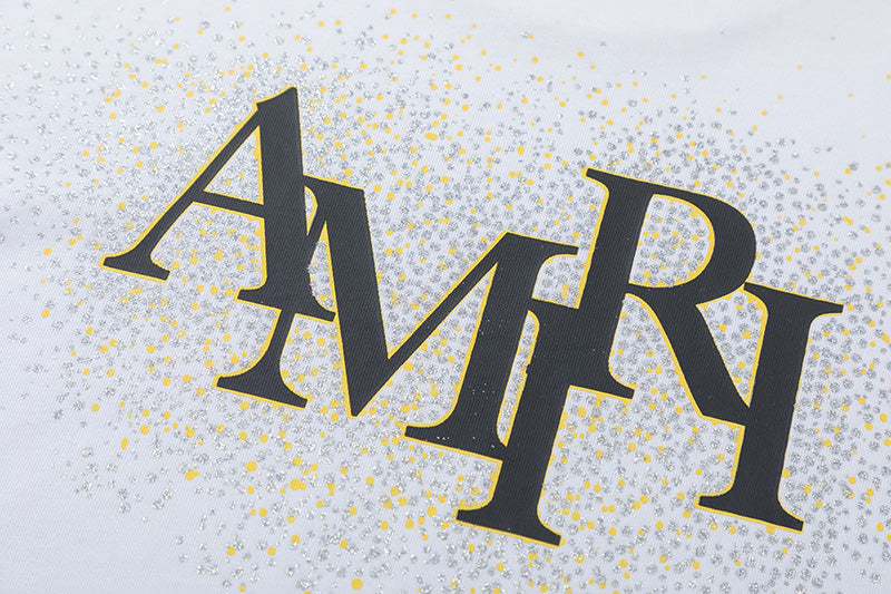 AMIRI Crystal Embellished Champagne Logo T-Shirts AMIRI