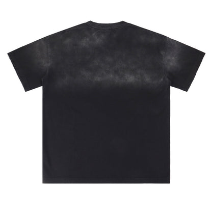 Letter Print Washed Distressed T-Shirt