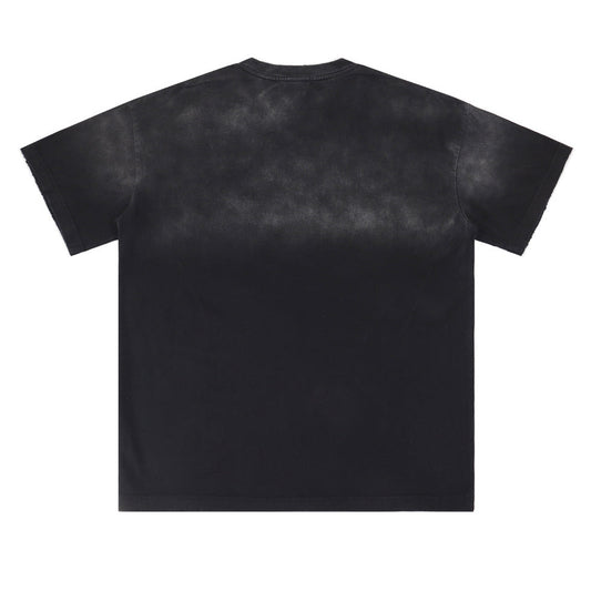 Letter Print Washed Distressed T-Shirt