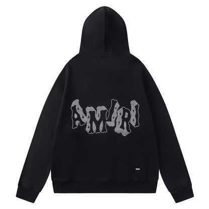 AMIRI Crystal AM Logo-print zip-up hoodie