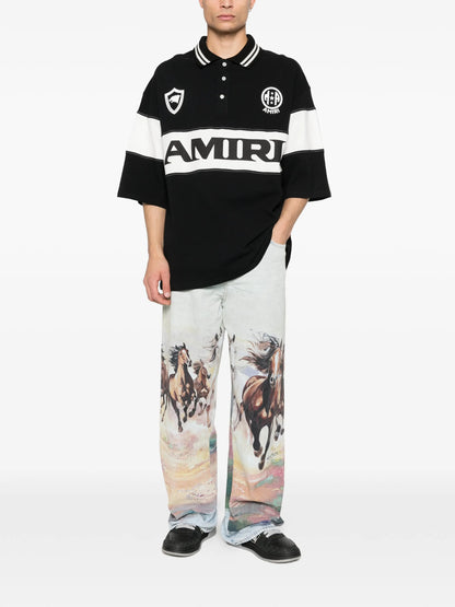 AMIRI stripe-detail logo polo shirt