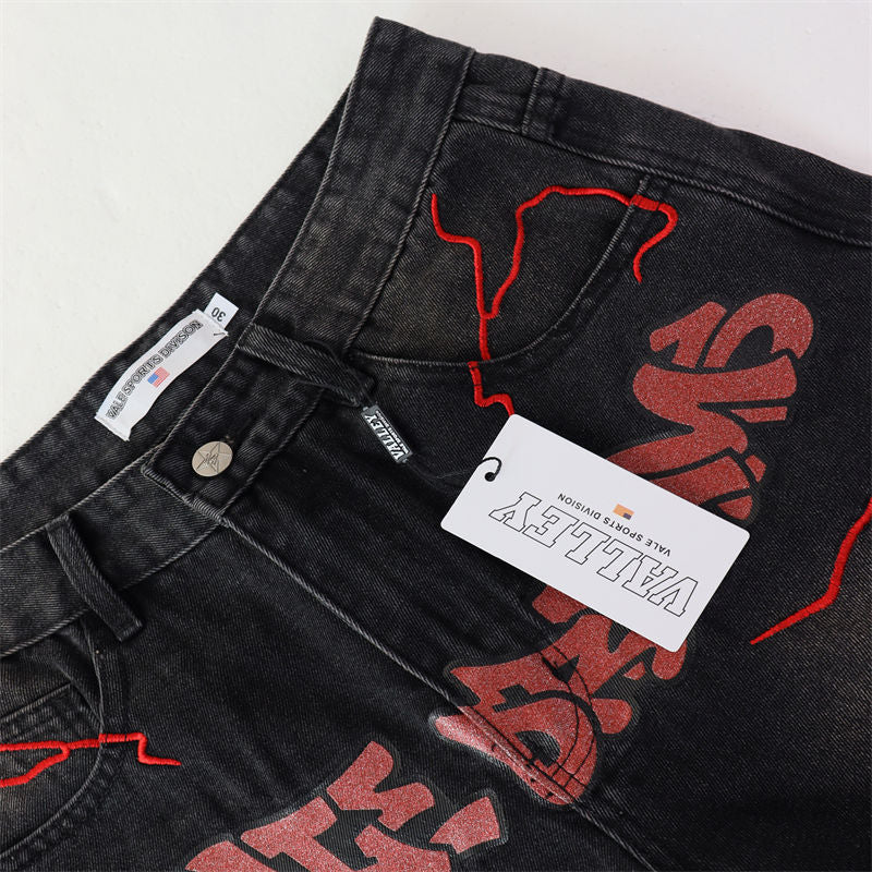 Letter Patterns Denim Shorts #8683